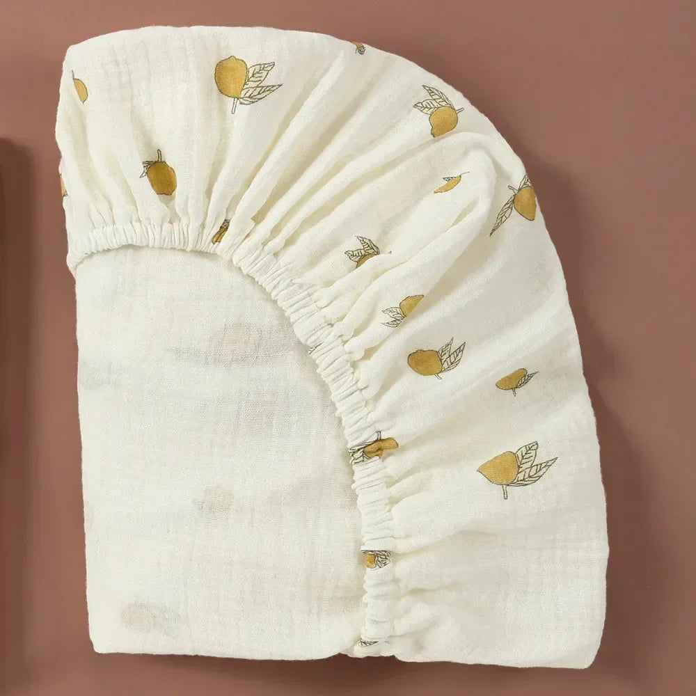Soft Breathable Muslin Cotton Crib Bed Fitted Sheet