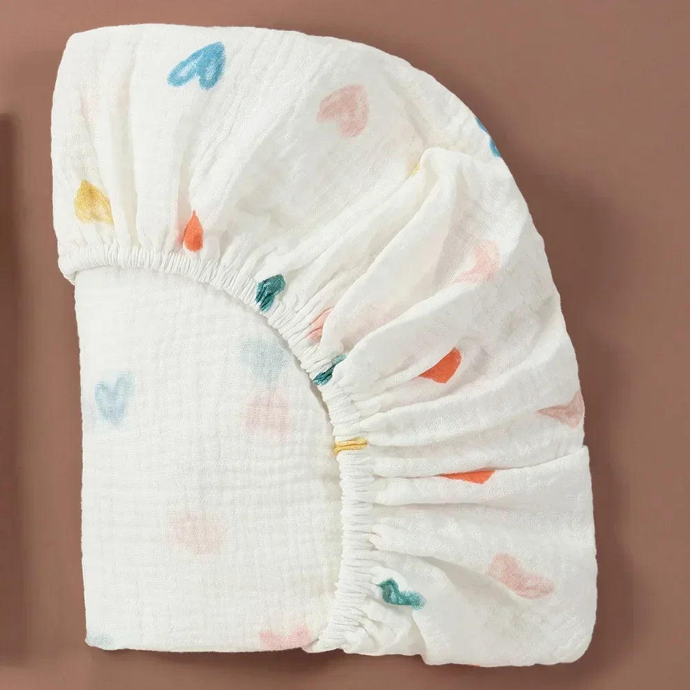 Soft Breathable Muslin Cotton Crib Bed Fitted Sheet