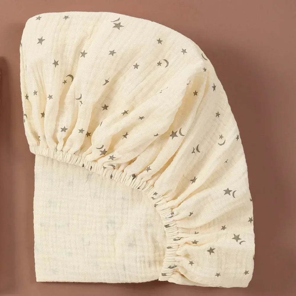 Soft Breathable Muslin Cotton Crib Bed Fitted Sheet