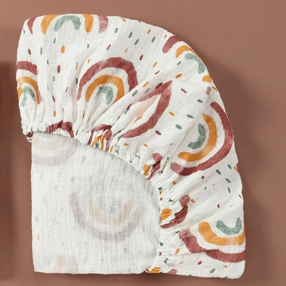 Soft Breathable Muslin Cotton Crib Bed Fitted Sheet