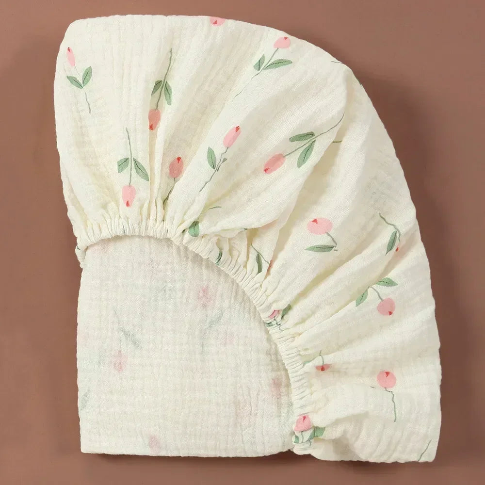Soft Breathable Muslin Cotton Crib Bed Fitted Sheet